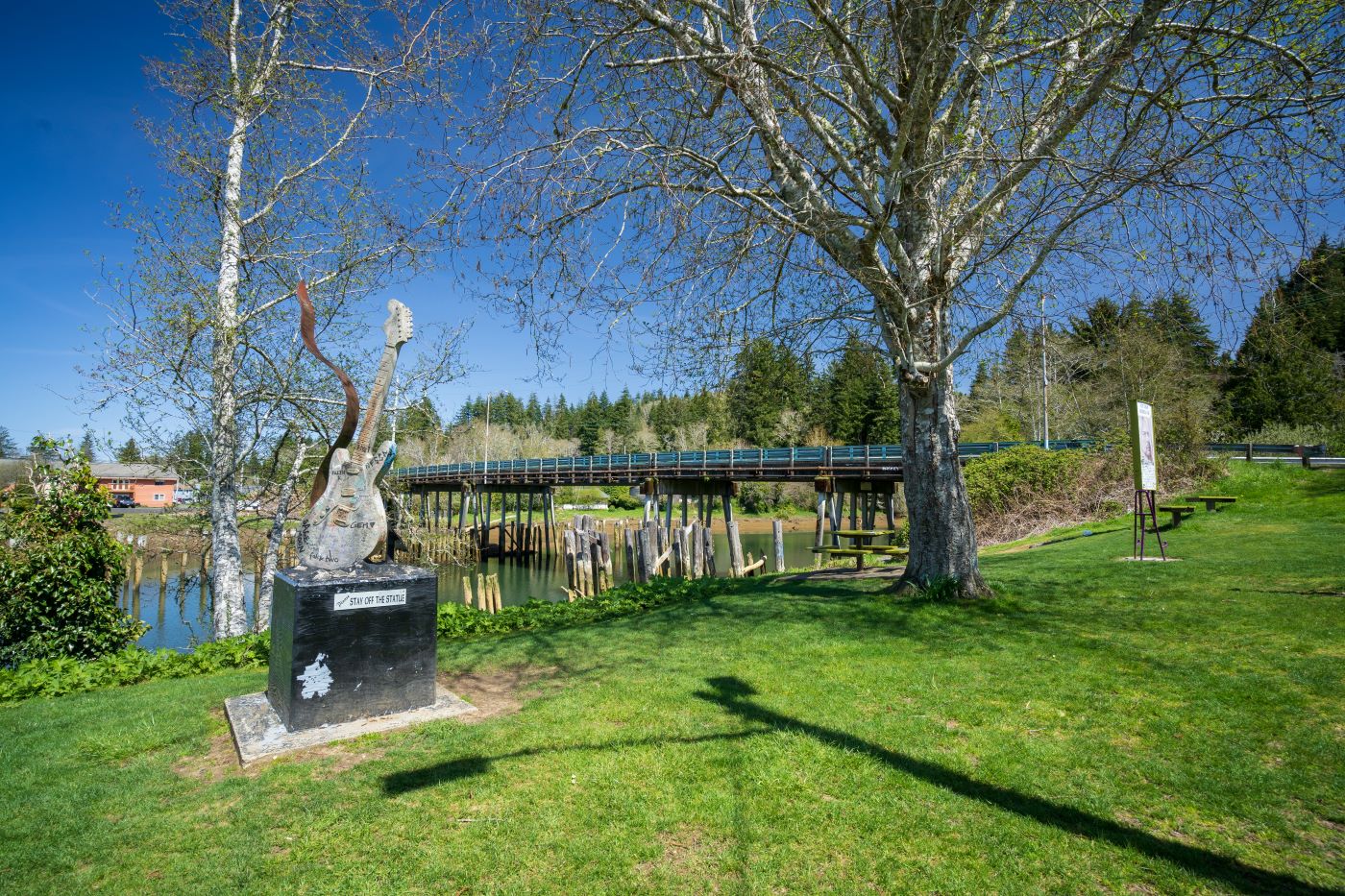 View of Kurt Cobain Memorial Park, directly next to the bridge.